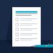 A single one-page policy document with a checklist and a pen resting beside it, representing a short editable AI use policy template